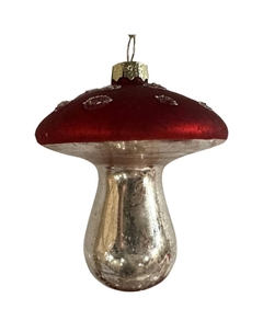 Подвеска 8см стекло красный, серебряный Maxijoy