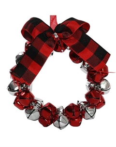 Подвеска Венок 12см металл, полиэстер красный Maxijoy