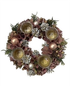 Венок-подсвечник новогодний 32см с шишками Maxijoy