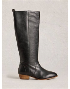 Ботинки Willow Wide Fit кожаные до колена, Pure Black White stuff