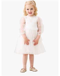 Детское платье в стиле бохо с сетчатыми вставками и вышивкой, Ivory Angel & rocket