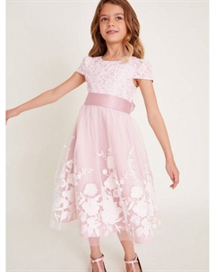 Детское платье макси Sorcha с вышивкой и кружевом, Dusky Pink Monsoon