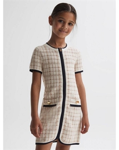 Детское мини-платье Mila из хлопковой смеси в клетку, Pink/Cream Reiss