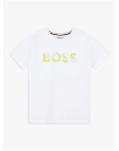 BOSS Kids футболка с коротким рукавом и блестящим принтом логотипа, White Hugo boss