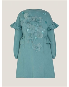 Детское платье-свитшот с цветочным апплике, Green Monsoon