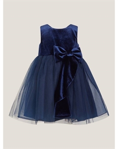 Детское платье для вечеринки с бантом из бархата и тюля, Navy Monsoon