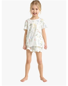 Детский хлопковый пижамный комплект с цветочным принтом, Light Dusty White Lindex