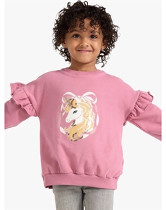 Детский хлопковый джемпер с пайетками и оборкой в виде единорога, Dusty Pink Lindex