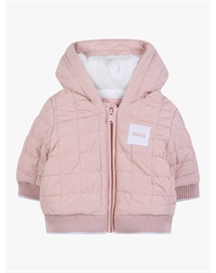 Детская куртка-пуховик с капюшоном и молнией спереди, Salmon Hugo boss