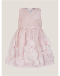 Детское платье Glinda без рукавов с аппликацией цветов для праздника, Pale Pink Monsoon