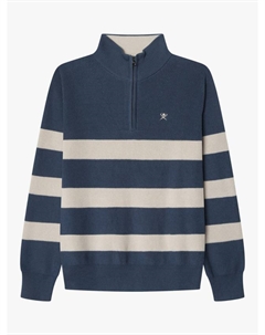 Детская хлопковая кофта с четвертью молнии, Dark Denim Blue Hackett london