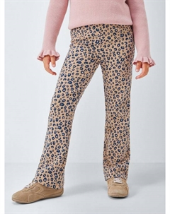 Детские ребристые леггинсы с леопардовым принтом и расклешёнными штанинами, Pink John lewis