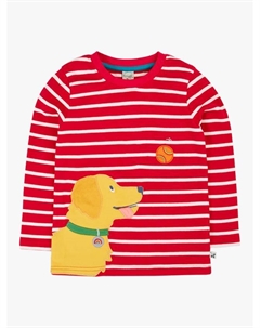 Детская хлопковая кофта с длинными рукавами, Berry Red Breton/Dog Frugi