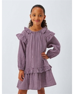 Детское платье с рюшами из хлопка в клетку John lewis