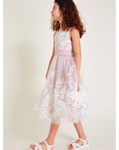 Детское платье макси Alicia с вышивкой и кружевом, Pink Monsoon