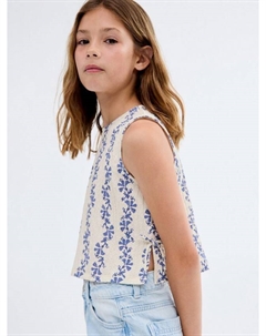 Детский топ без рукавов Andy с цветочным принтом из хлопковой смеси, Natural White Mango