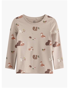 Детская кофта с длинным рукавом из хлопковой смеси с принтом животных, Dusty Beige Lindex