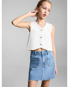 Детская юбка A-Line из денима Sue с эффектом потертостей, Open Blue Mango