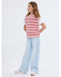 Детский безрукавный полосатый жилет Matilda Cotton, Pink Mango