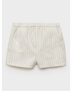 Детские шорты в полоску из смеси хлопка и льна Baby Pepper, Natural White Mango