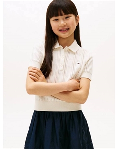 Детская хлопковая поло с коротким рукавом, Ivory Petal Tommy hilfiger