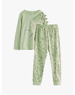 Детский пижамный набор из хлопка с динозаврами Thread Baby, Light Dusty Green Lindex