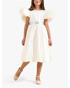 Детское платье Sylvie с поясом из тафты, White/Blue Angel & rocket