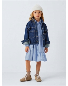 Детское платье-рубашка с полосками и разрезом по подолу, Blue John lewis