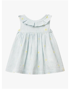 Детское хлопковое платье без рукавов на пуговицах, Offwhite Benetton