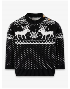 Детский свитер с оленями в стиле фэр-айл из хлопка, Black The little tailor