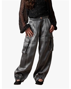 Детские брюки Vivienne с молотковым сатином и карманами карго, Silver Angel & rocket