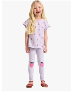 Детские легинсы из хлопковой смеси с принтом клубники, Light Dusty Lilac Lindex