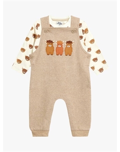 Детский комплект из хлопковых комбинезонов и топа, Stone Jojo maman bébé