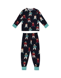 Детский пижамный комплект с новогодним принтом лыжного медвежонка, Navy Chelsea peers