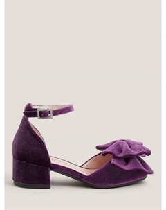 Детские туфли на каблуке с бархатным бантом, Purple Monsoon