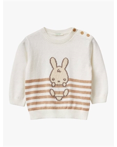 Детский джемпер из хлопковой смеси с круглым вырезом, White Benetton