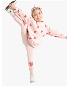 Детские легинсы из хлопковой смеси с принтом клубники, Light Dusty Pink Lindex