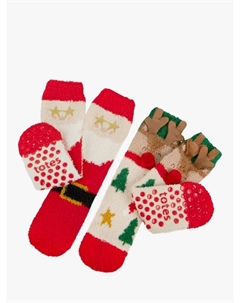 Детские уютные носочки-тапочки Toasties, Pack of 2, Reindeer / Santa Totes