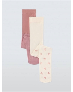 Детские колготки с бантом и без рисунка, Pack of 2, Multi John lewis