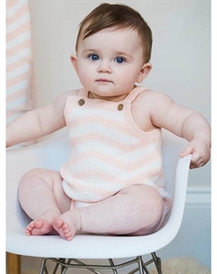 Детский хлопковый комбинезон с узором шеврон, Pink The little tailor