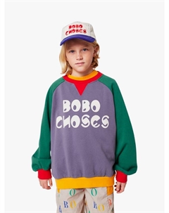 Джемпер с цветными блоками и рукавом реглан, Purple Bobo choses