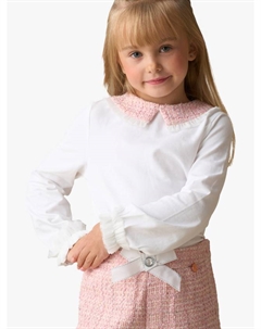 Детская кофта с длинными рукавами и твидовым воротником из хлопковой смеси Angel & rocket