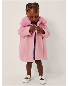 Детское пальто из искусственного меха с бархатным бантом, Pink Monsoon