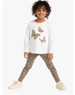 Детские леопардовые леггинсы из хлопковой смеси, Beige Lindex