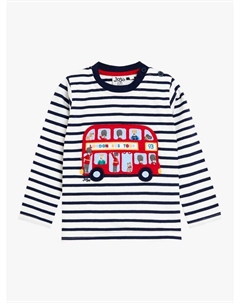 Детский топ с длинными рукавами и аппликацией в виде автобуса, Ecru Navy Stripe Jojo maman bébé