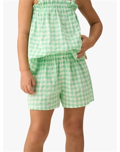 Детские шорты из пике в клетку, Green/White Angel & rocket