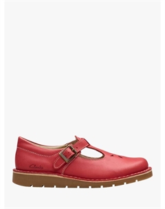 Детские радостные туфли T-Bar, Red Leather Clarks