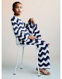 Детские хлопковые брюки Halip с открытой вязкой зигзаг, Medium Blue Mango