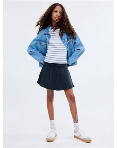 Детская юбка со складками из хлопковой смеси, Navy Mango