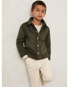 Детская оверсайт рубашка Benjamin из шерстяной смеси, Dark Sage Reiss